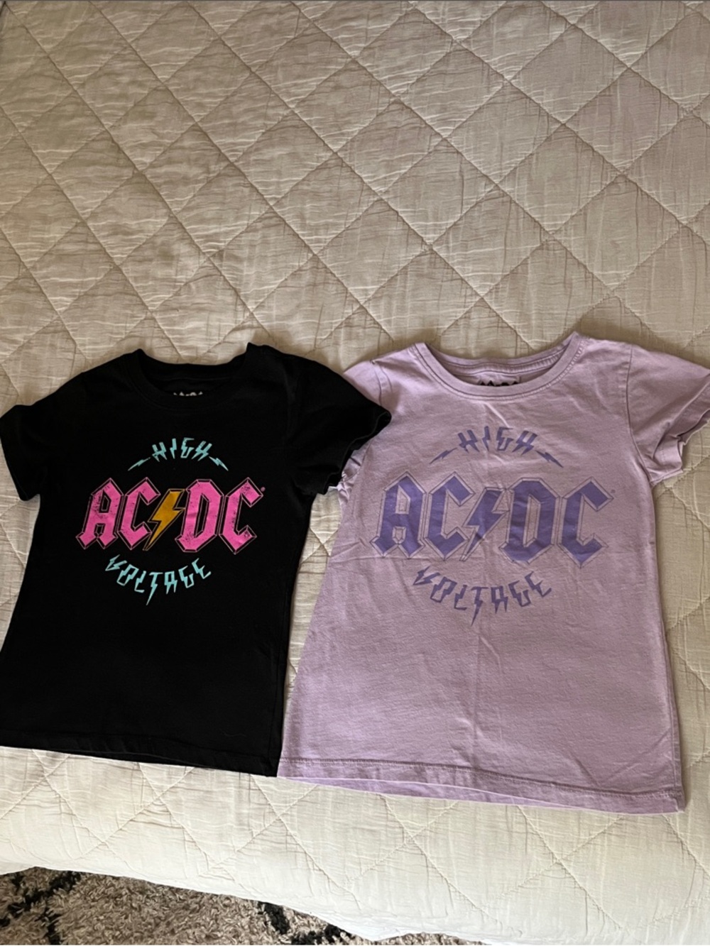 AC/DC Kids Black & Lavender High Voltage Graphic Tee Duo